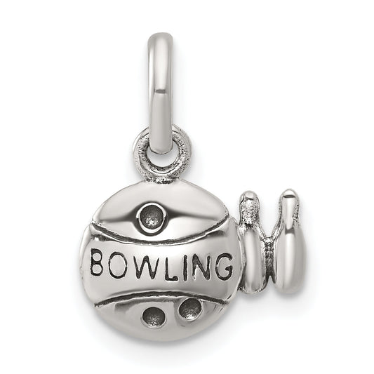 Sterling Silver Antiqued Bowling Ball And Pins Charm