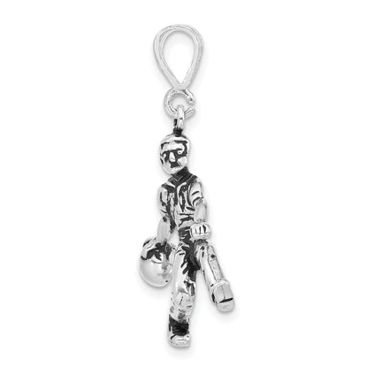 Sterling Silver Polished & Antiqued Bowling Charm