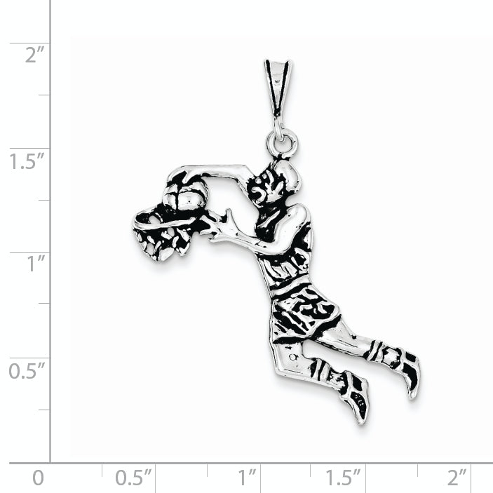 Sterling Silver Antiqued Basketball Player Charm