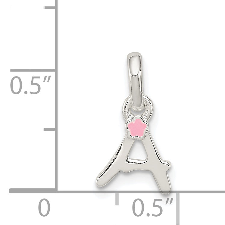 Sterling Silver Letter A With Enamel Pendant