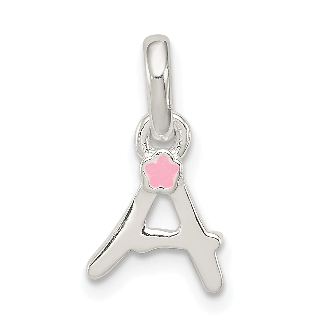 Sterling Silver Letter A With Enamel Pendant