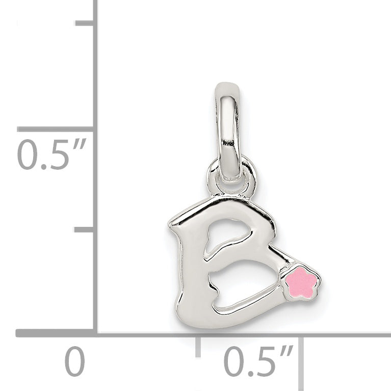 Sterling Silver Letter B With Enamel Pendant