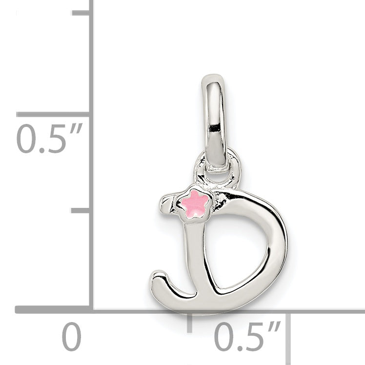 Sterling Silver Letter D With Enamel Pendant