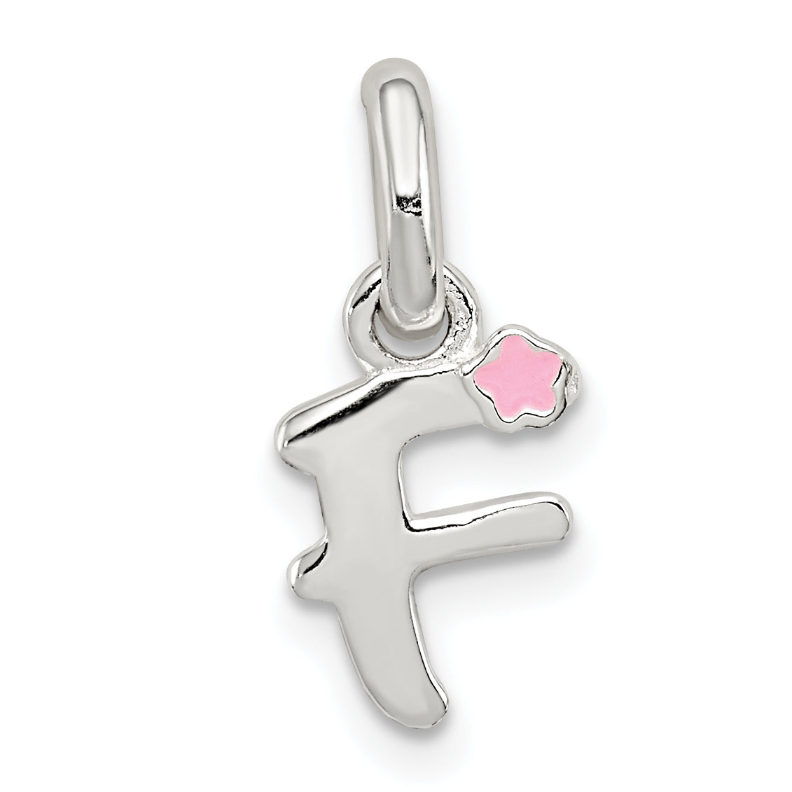 Sterling Silver Letter F With Enamel Pendant