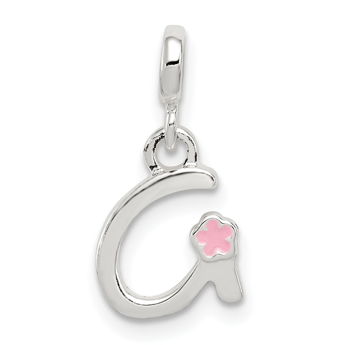 Sterling Silver Letter G With Enamel Pendant
