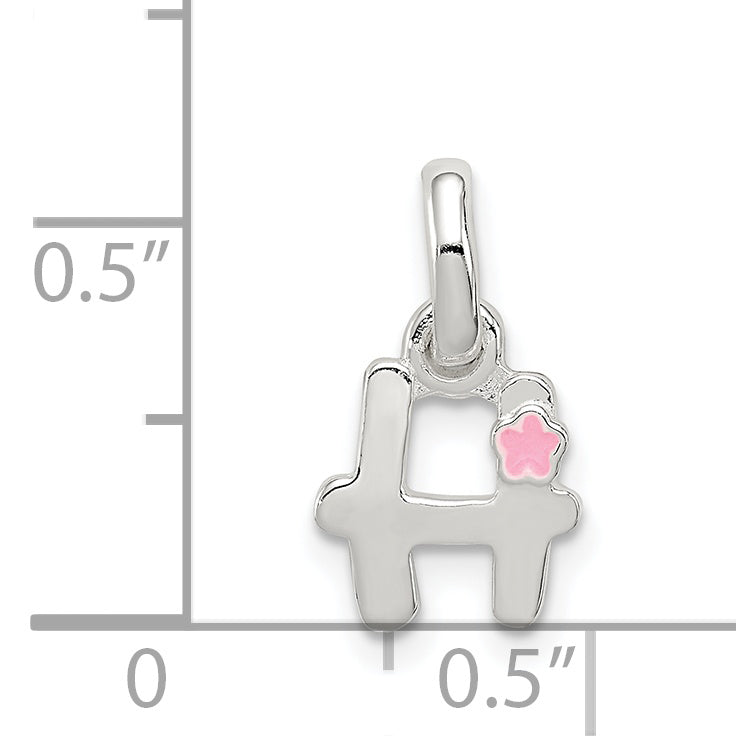 Sterling Silver Letter H With Enamel Pendant