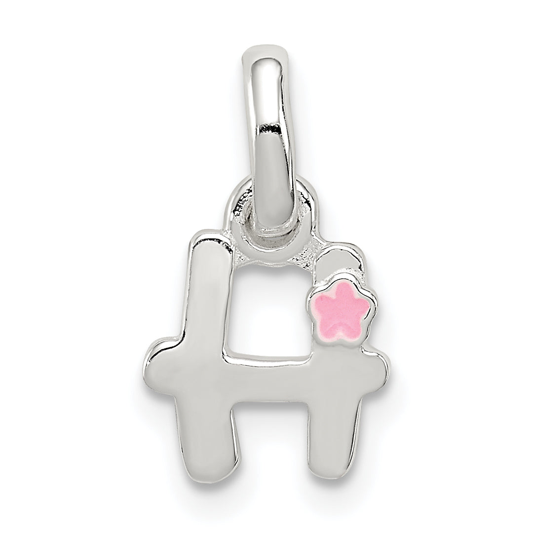 Sterling Silver Letter H With Enamel Pendant