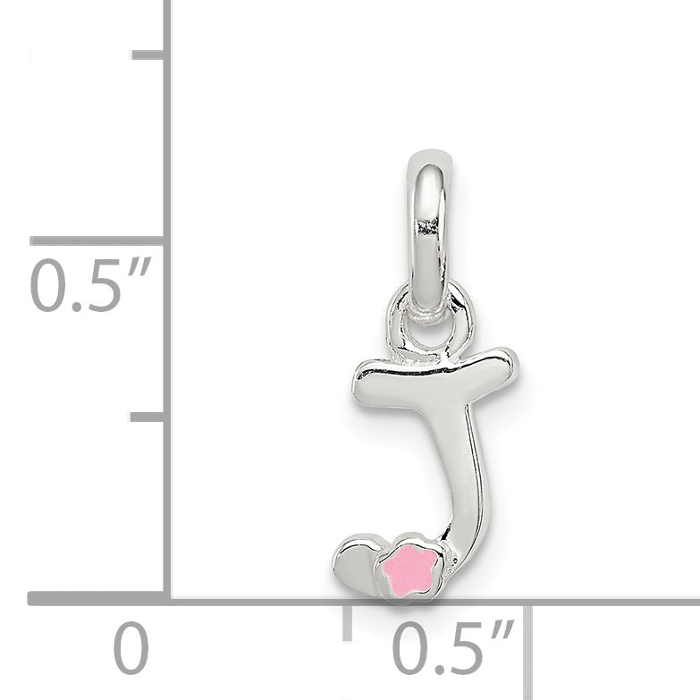 Sterling Silver Letter J With Enamel Pendant