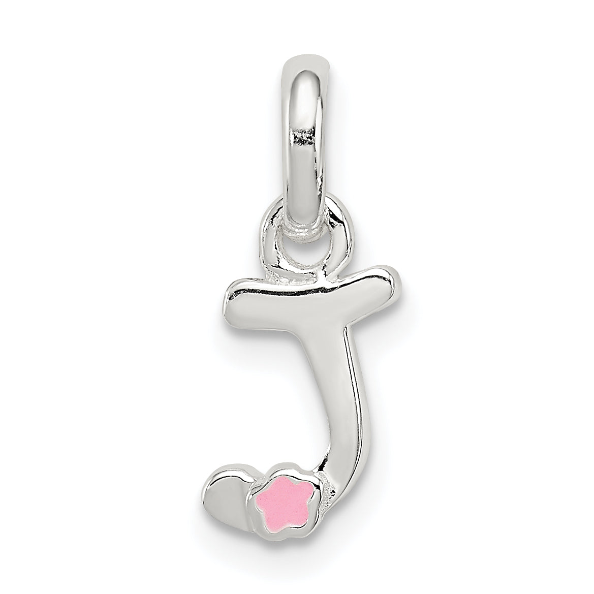 Sterling Silver Letter J With Enamel Pendant