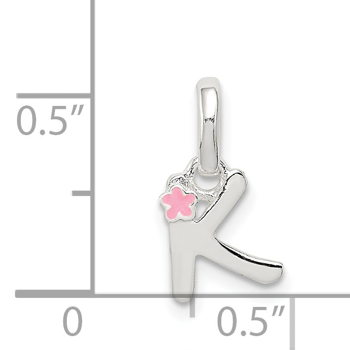 Sterling Silver Letter K With Enamel Pendant