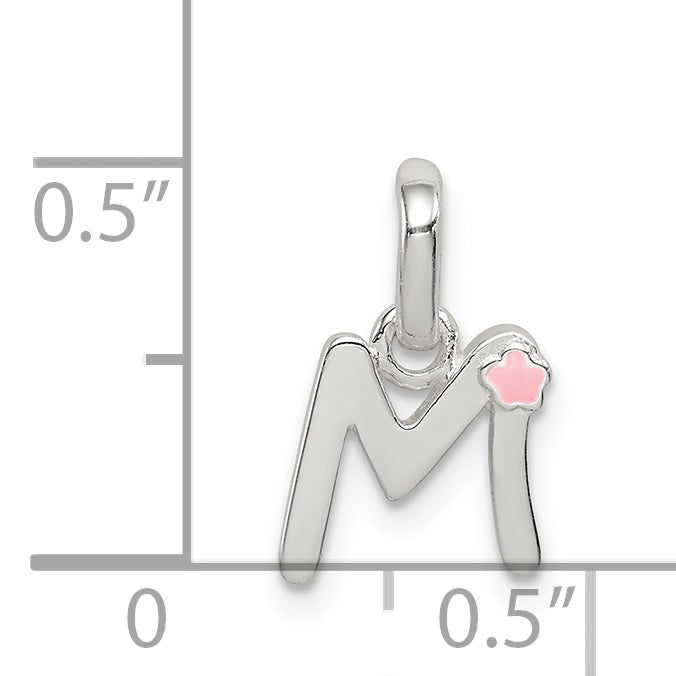 Sterling Silver Letter M With Enamel Pendant