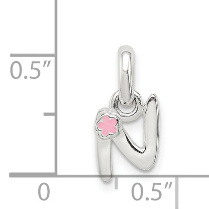 Sterling Silver Letter N With Enamel Pendant