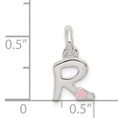 Sterling Silver Letter R With Enamel Pendant