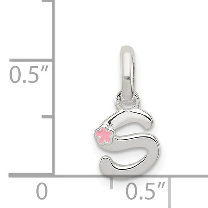 Sterling Silver Letter S With Enamel Pendant