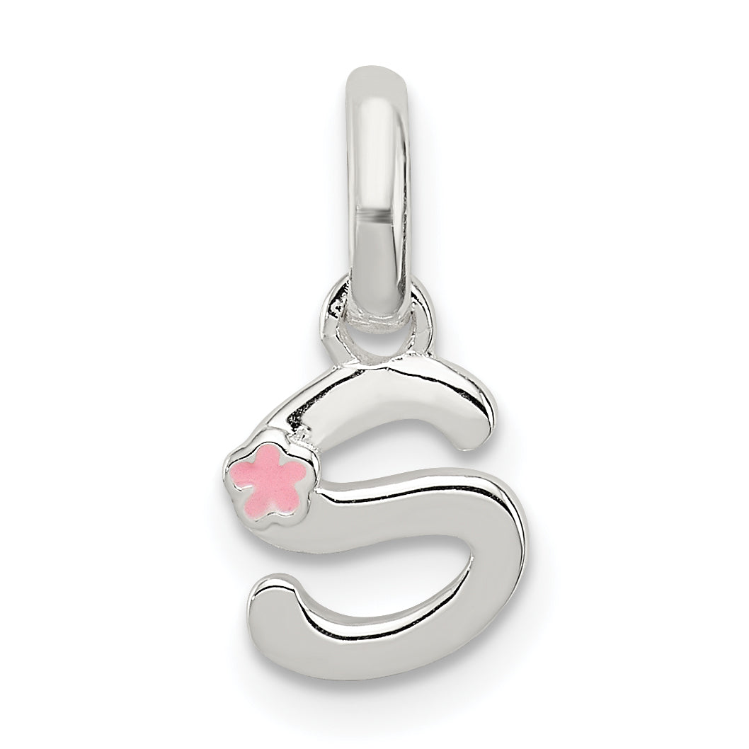 Sterling Silver Letter S With Enamel Pendant