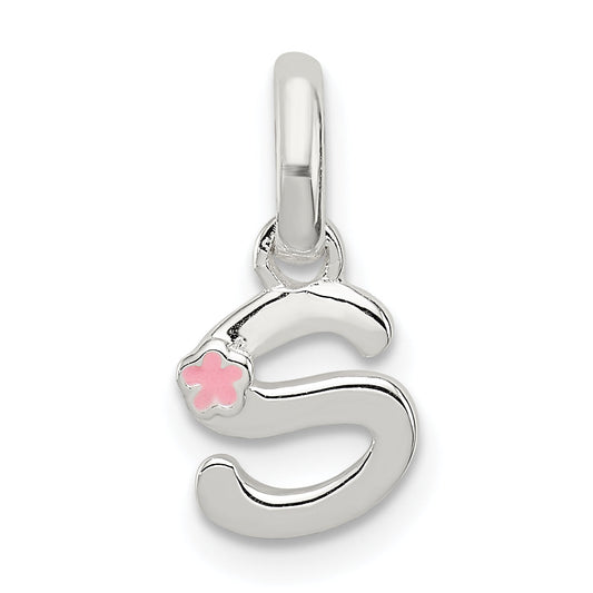 Sterling Silver Letter S With Enamel Pendant