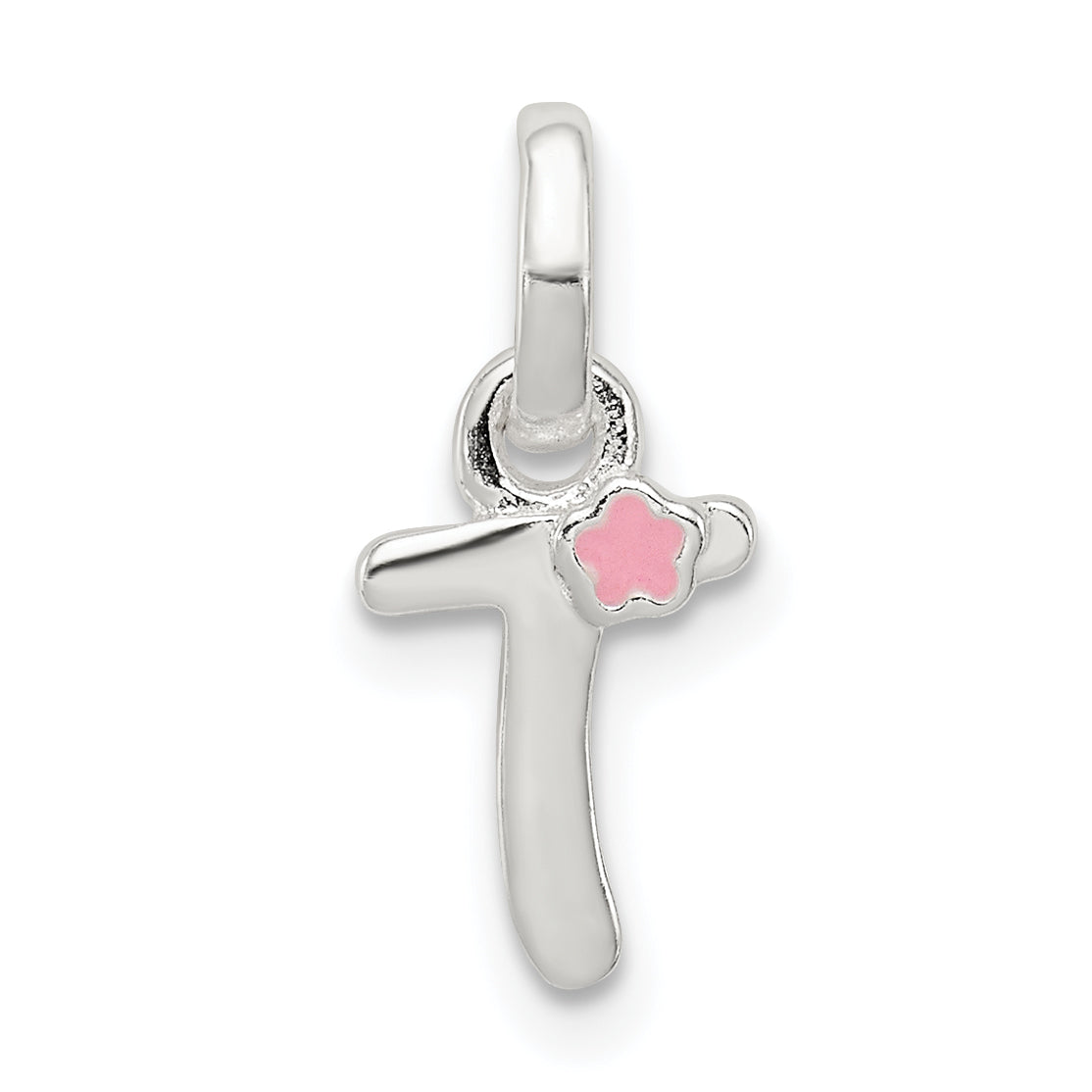 Sterling Silver Letter T With Enamel Pendant