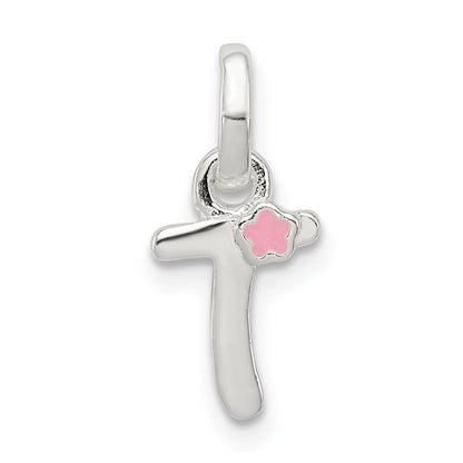 Sterling Silver Letter T With Enamel Pendant