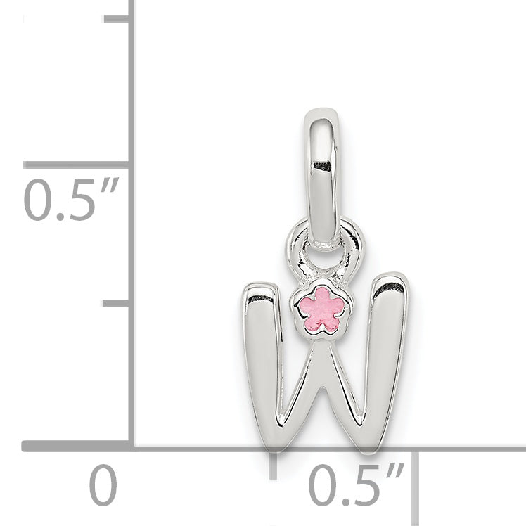 Sterling Silver Letter W With Enamel Pendant