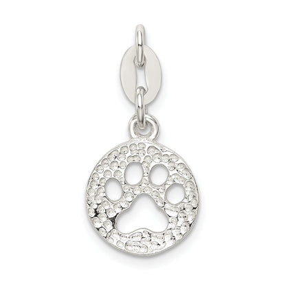 Sterling Silver Round Paw Print Pendant