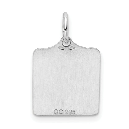 Sterling Silver Rhodium-Plated Blue Birth Certificate Polished Charm