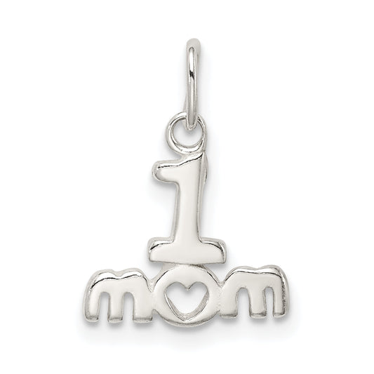 Sterling Silver Polished #1 Mom Charm