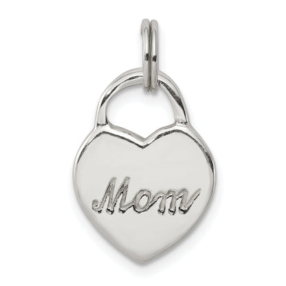 Sterling Silver Polished Mom Heart Charm