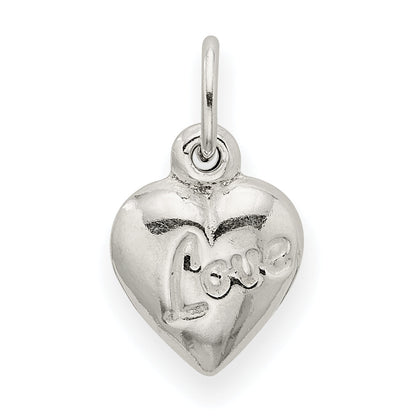 Sterling Silver Polished Love Reversible Puff Heart Charm