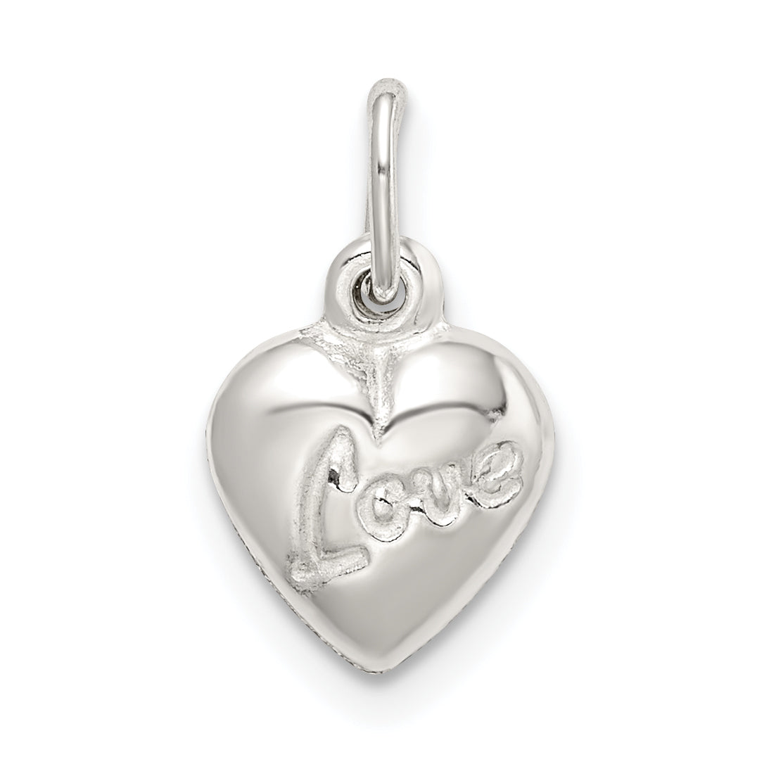 Sterling Silver Polished Love Reversible Puff Heart Charm