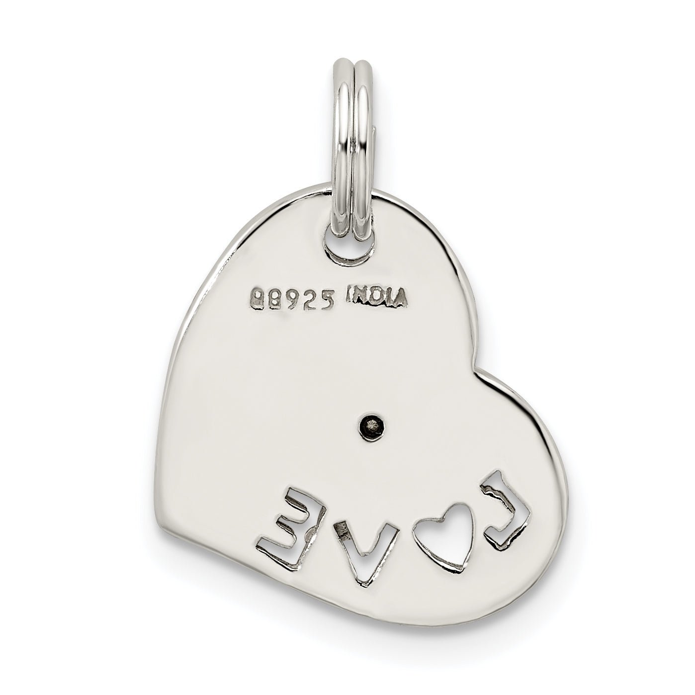Sterling Silver Polished Love Cz Heart Charm