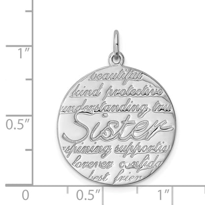 Sterling Silver Rhodium-Plated Sister Pendant