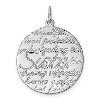 Sterling Silver Rhodium-Plated Sister Pendant