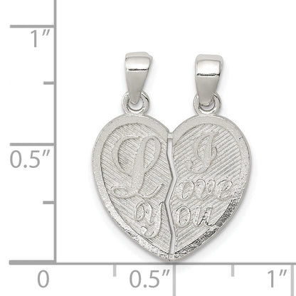 Sterling Silver Polished Mini I Love You Break Apart Heart Pendant