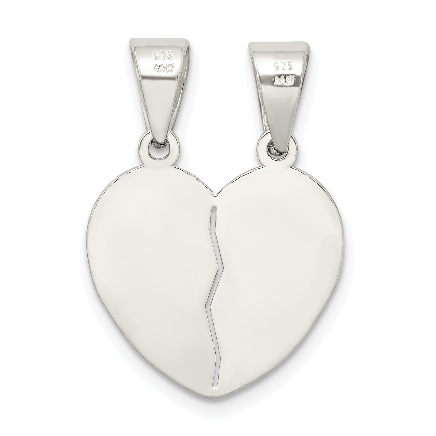 Sterling Silver Polished Te Amo Break Apart Heart Pendant