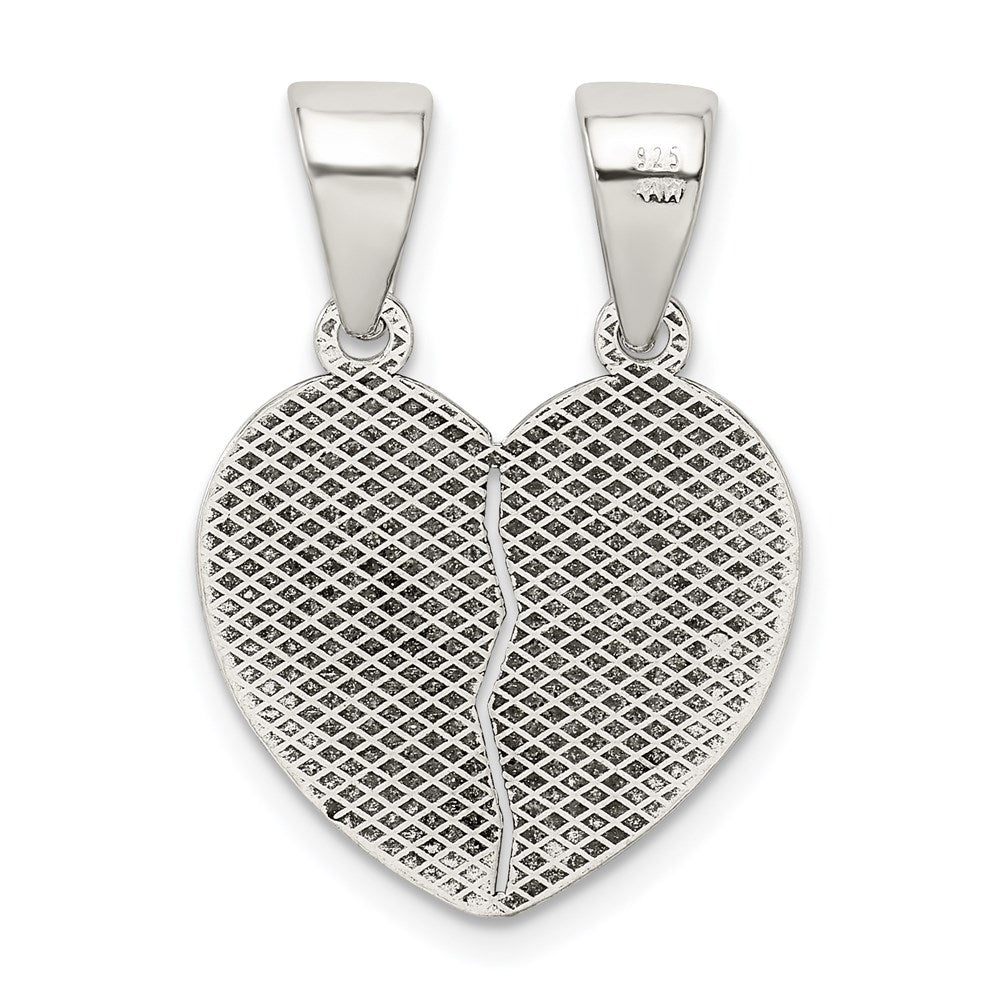 Sterling Silver Antiqued Te Amo Break Apart Heart Pendant