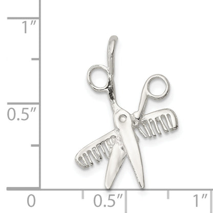 Sterling Silver Comb & Scissors Charm