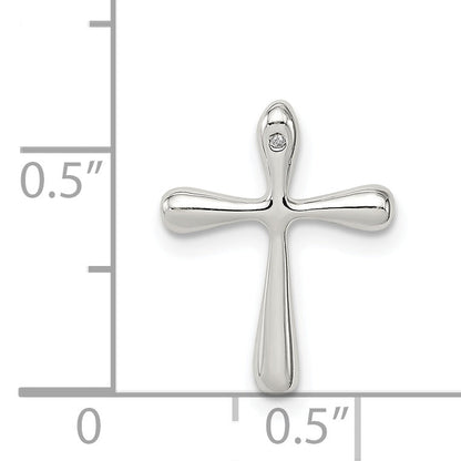 Sterling Silver Polished Diamond Cross Chain Slide