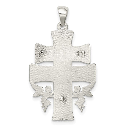 Sterling Silver Polished Mini Caravaca Crucifix Pendant