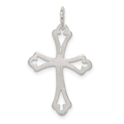 Sterling Silver Textured Diamond-Cut Laser-Cut Cross Pendant