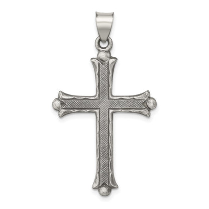 Sterling Silver Antiqued, Polished And Brushed Latin Cross Pendant