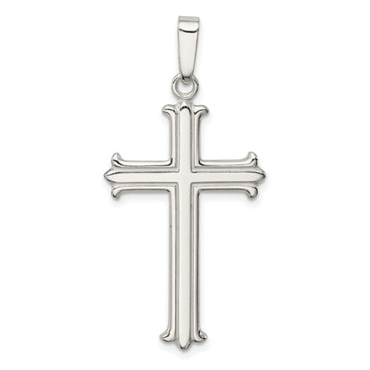 Sterling Silver Polished Fleur De Lis Cross Pendant