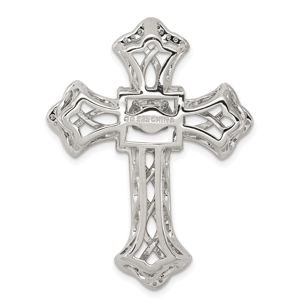Sterling Silver Platinum-Plated Plshed Gold-Plated Vibrant Cz Cross Pendant
