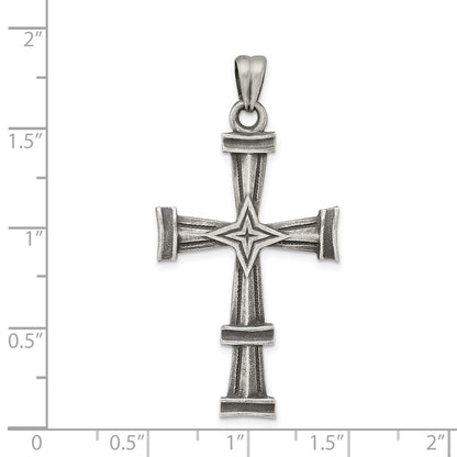 Sterling Silver Antiqued, Polished And Brushed Latin Cross Pendant