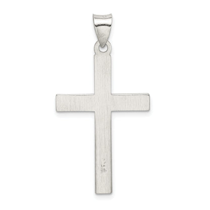 Sterling Silver Textured, Brushed And Polished Latin Cross Pendant