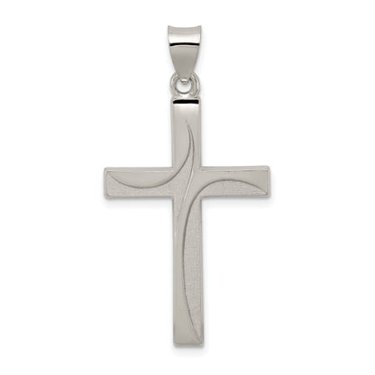 Sterling Silver Textured, Brushed And Polished Latin Cross Pendant