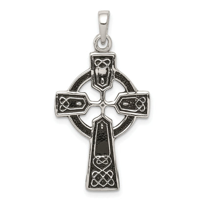 Sterling Silver Polished And Antiqued Celtic Cross Pendant
