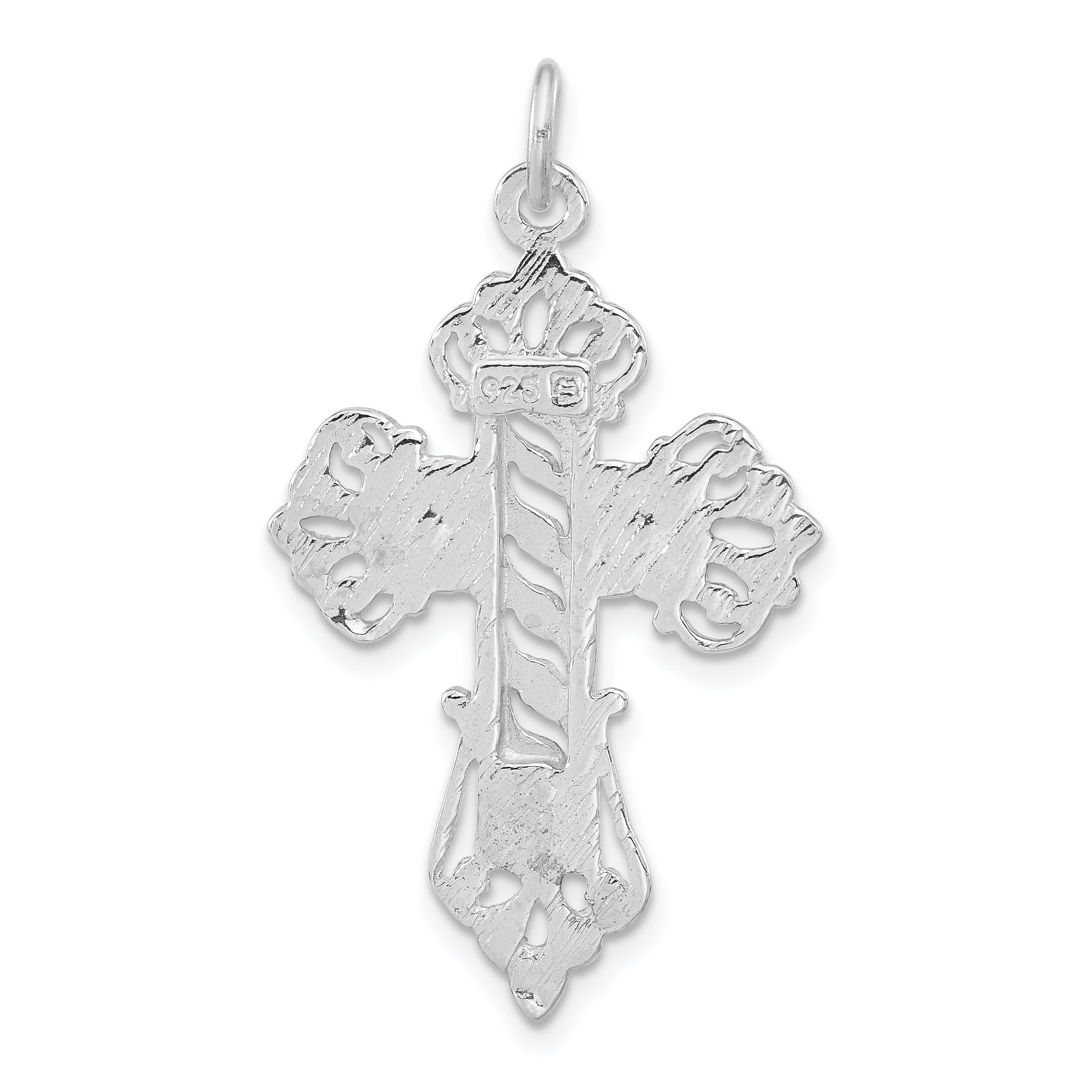 Sterling Silver Polished & Textured Cut-Out Cross Pendant
