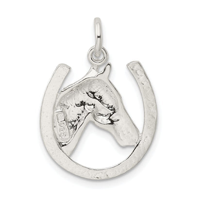 Sterling Silver Horseshoe With Horse Head Pendant