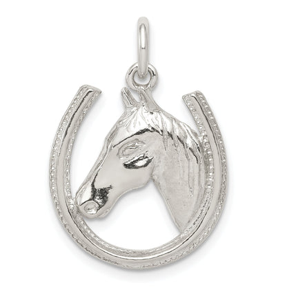 Sterling Silver Horseshoe With Horse Head Pendant