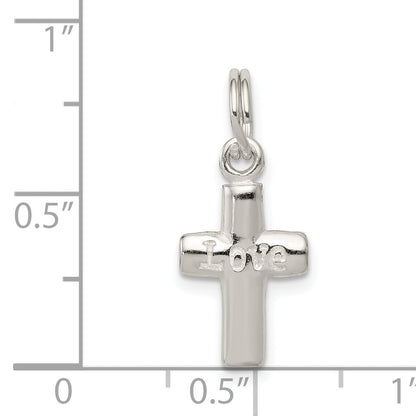 Sterling Silver Polished Love Cross Charm